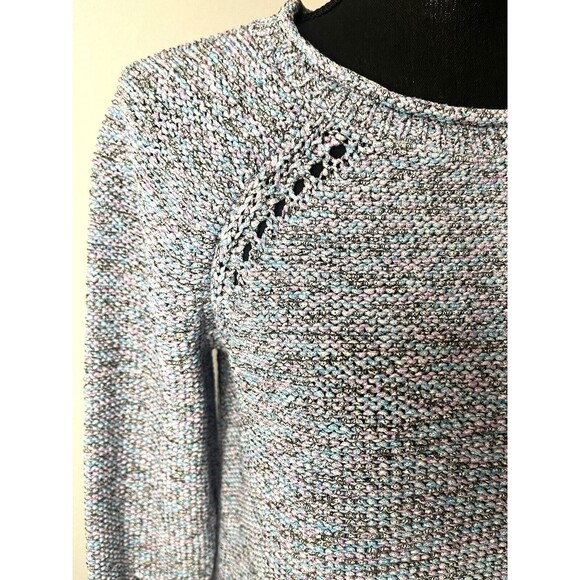 Talbots Women's Sweater Gray with Shades of Blue /Pink Roll Neck Size Medium - Picture 12 of 16